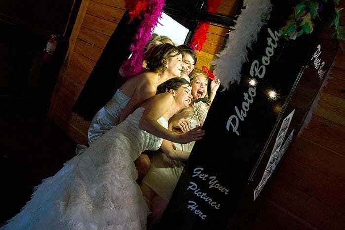 Guests enjoying a photo booth at an event